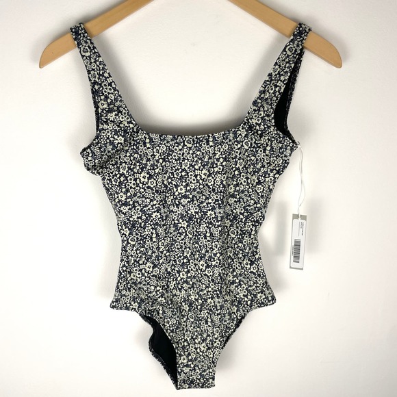 Everlane The Square Neck One Piece Swimsuit In Navy Floral Size XS New - Picture 4 of 13